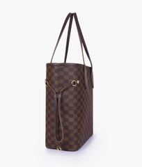 Dark Brown checkered neverfull tote bag (Zip Closure)