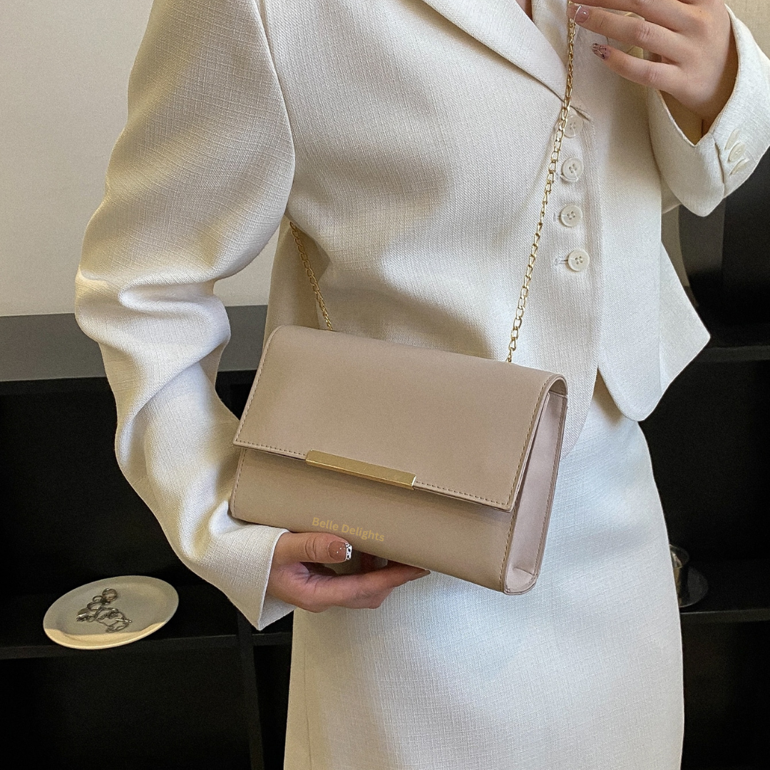 Beige Flap Crossbody