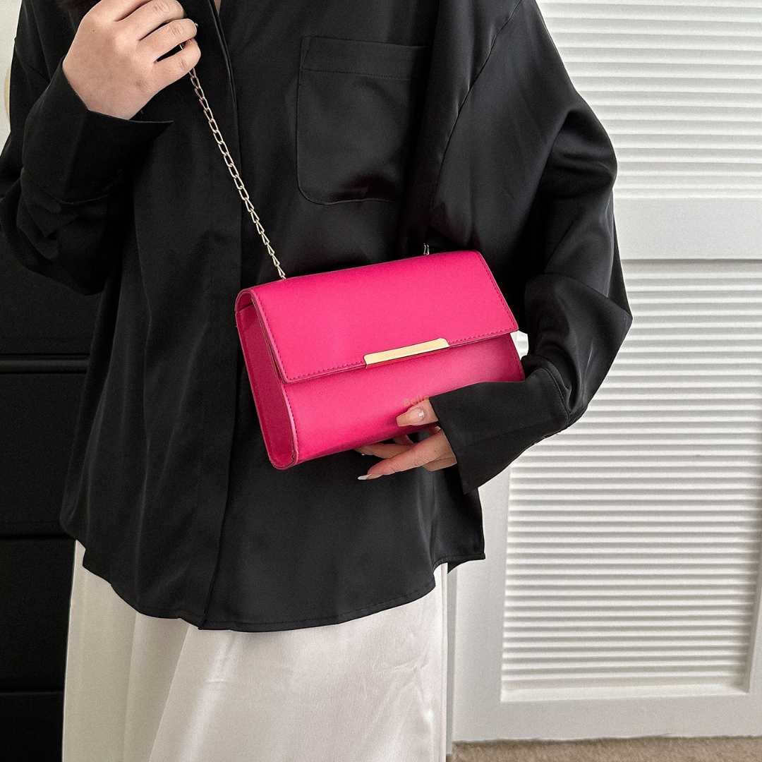 Neon Pink Flap Crossbody