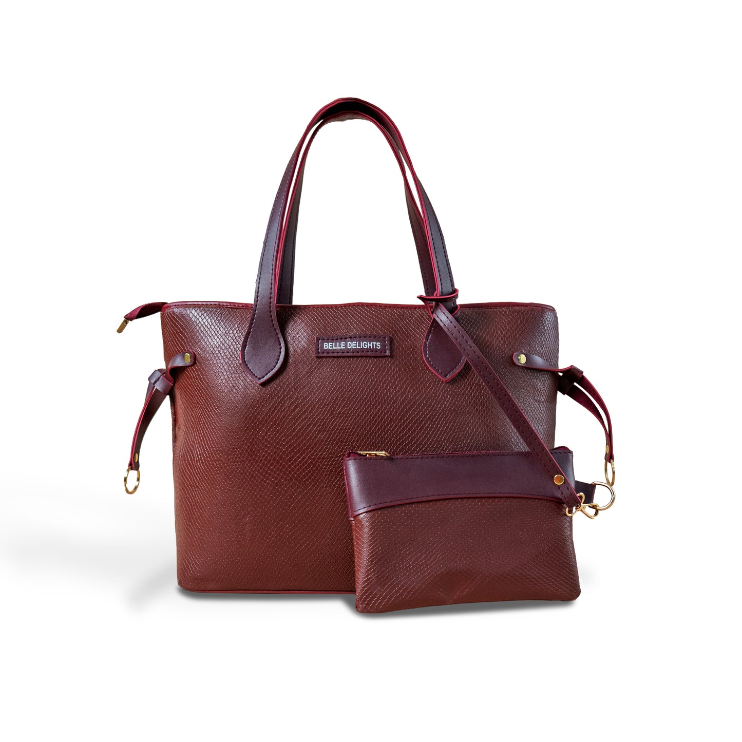 Mehroon Belle Tote Bag With Detachable Pouch