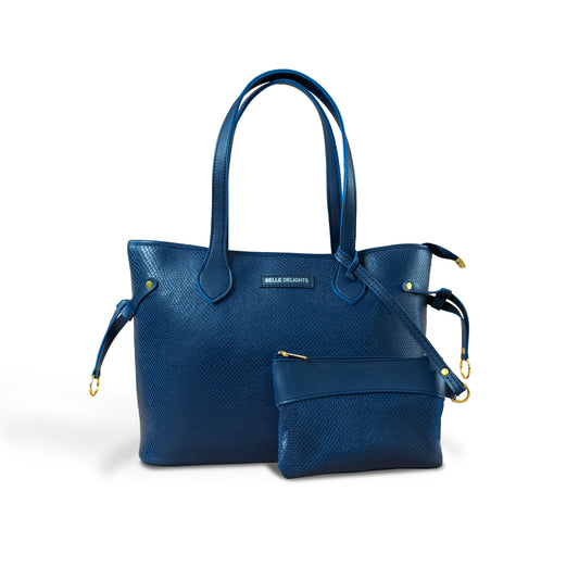 Blue Belle Tote Bag With Detachable Pouch