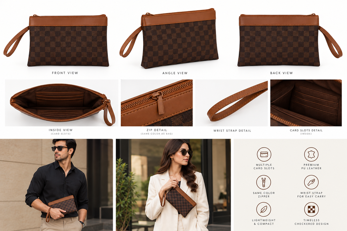 Belle The checker Pouch Wallet