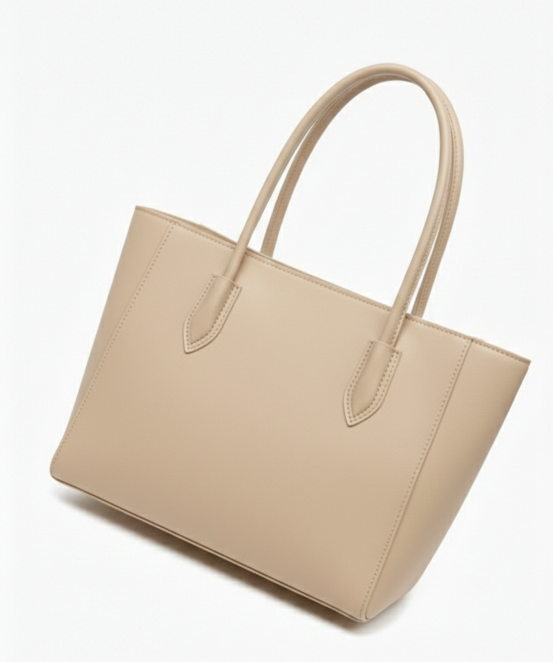 Carla Shoulder Tote Beige  (Zip Closure)