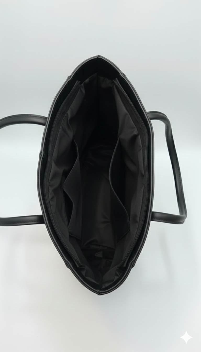 Carla Shoulder Tote Black (Zip Closure )