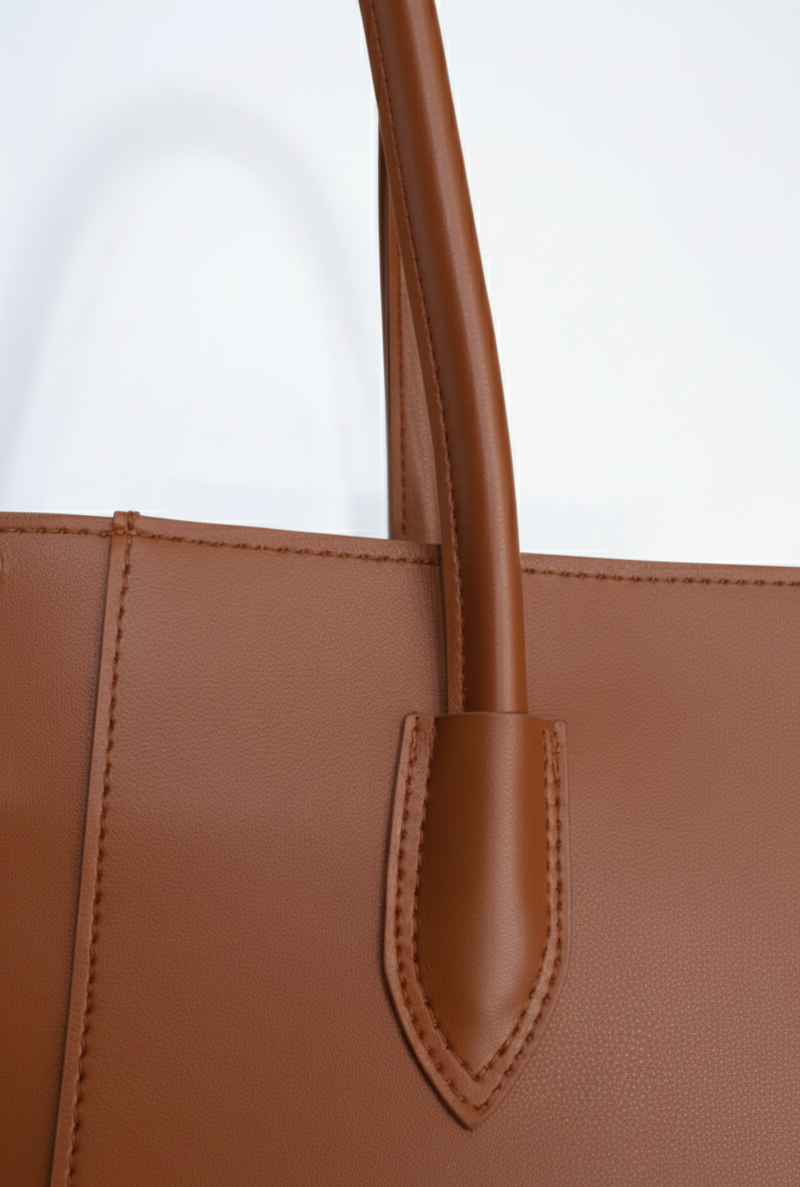 Carla Shoulder Tote Brown  (Zip Closure)