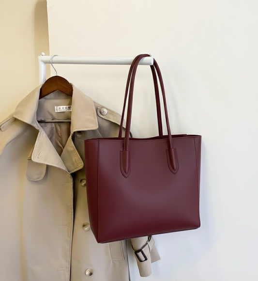 Carla Shoulder Tote Maroon  (Zip Closure)