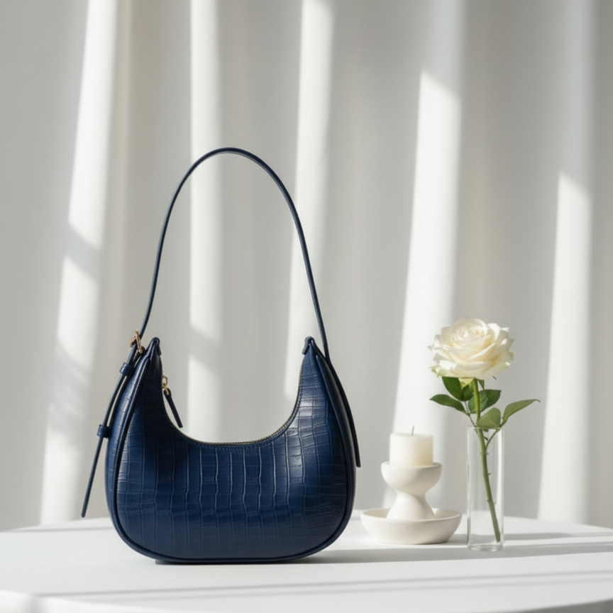 Blue Belle Croc Moon Shape Bag