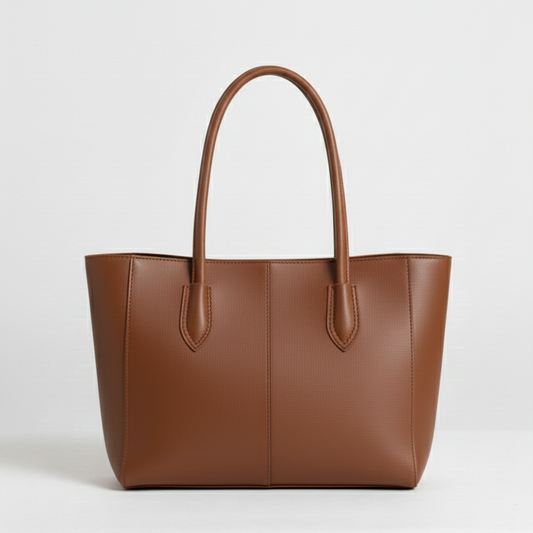 Carla Shoulder Tote Brown  (Zip Closure)