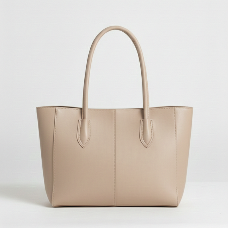 Carla Shoulder Tote Beige  (Zip Closure)