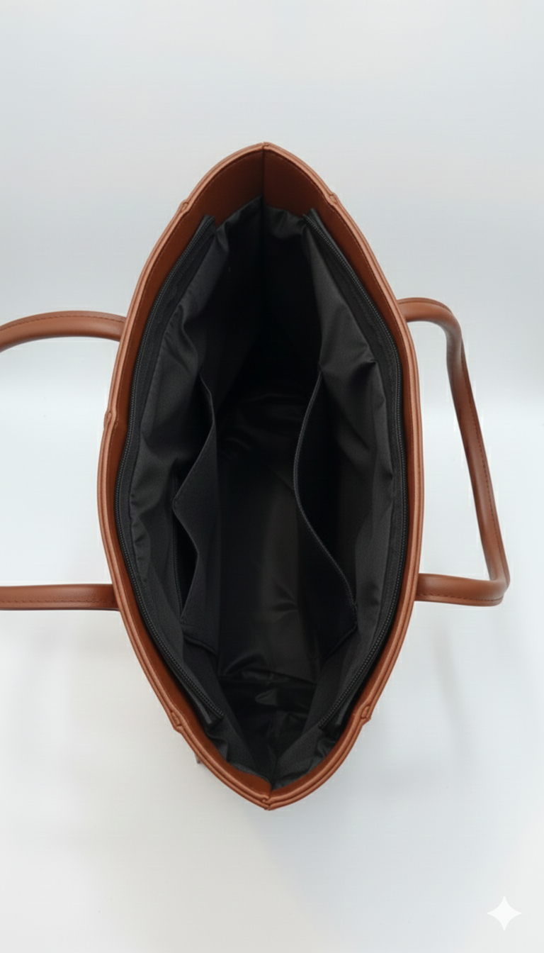 Carla Shoulder Tote Brown  (Zip Closure)