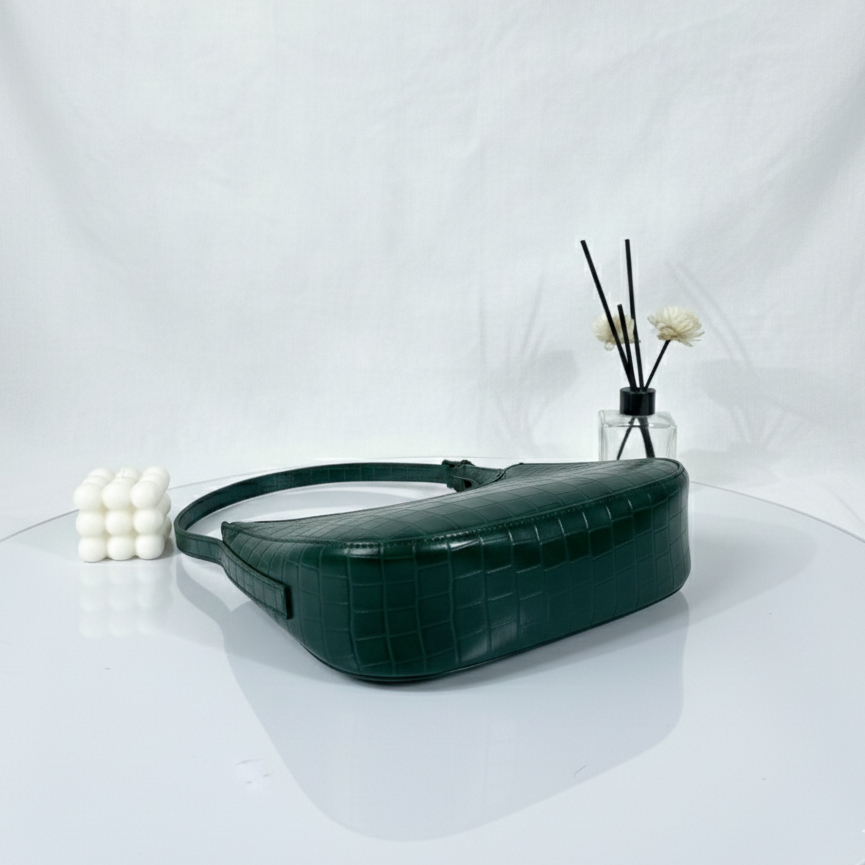 Green Belle Croc Moon Shape Bag