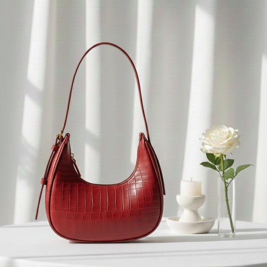 Red Belle Croc Moon Shape Bag