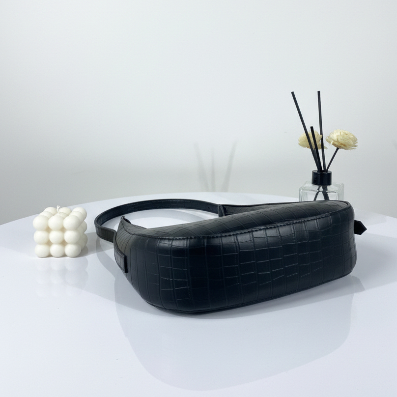 Black Belle Croc Moon Shape Bag