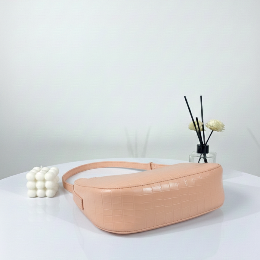 Peach Pink Belle Croc Moon Shape Bag
