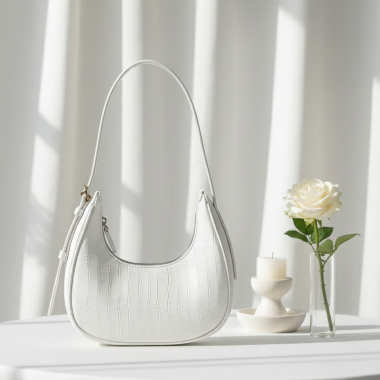 White Belle Croc Moon Shape Bag