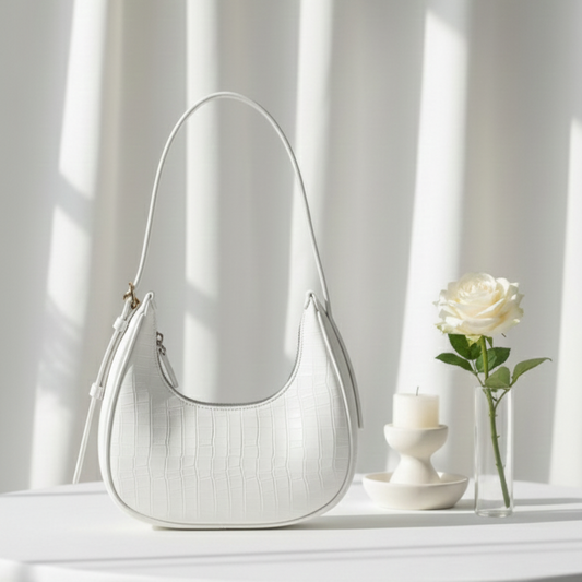 White Belle Croc Moon Shape Bag