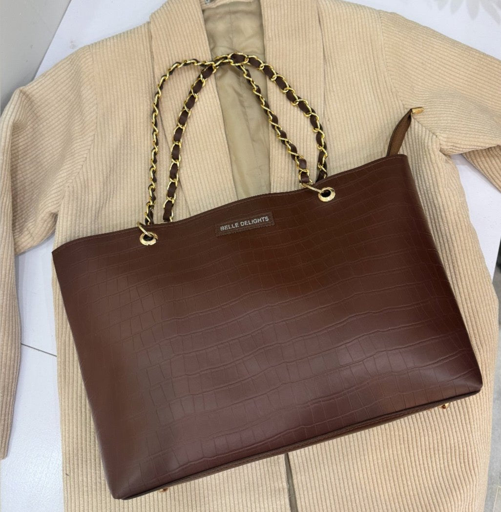 Brown New Wave Tote Bag