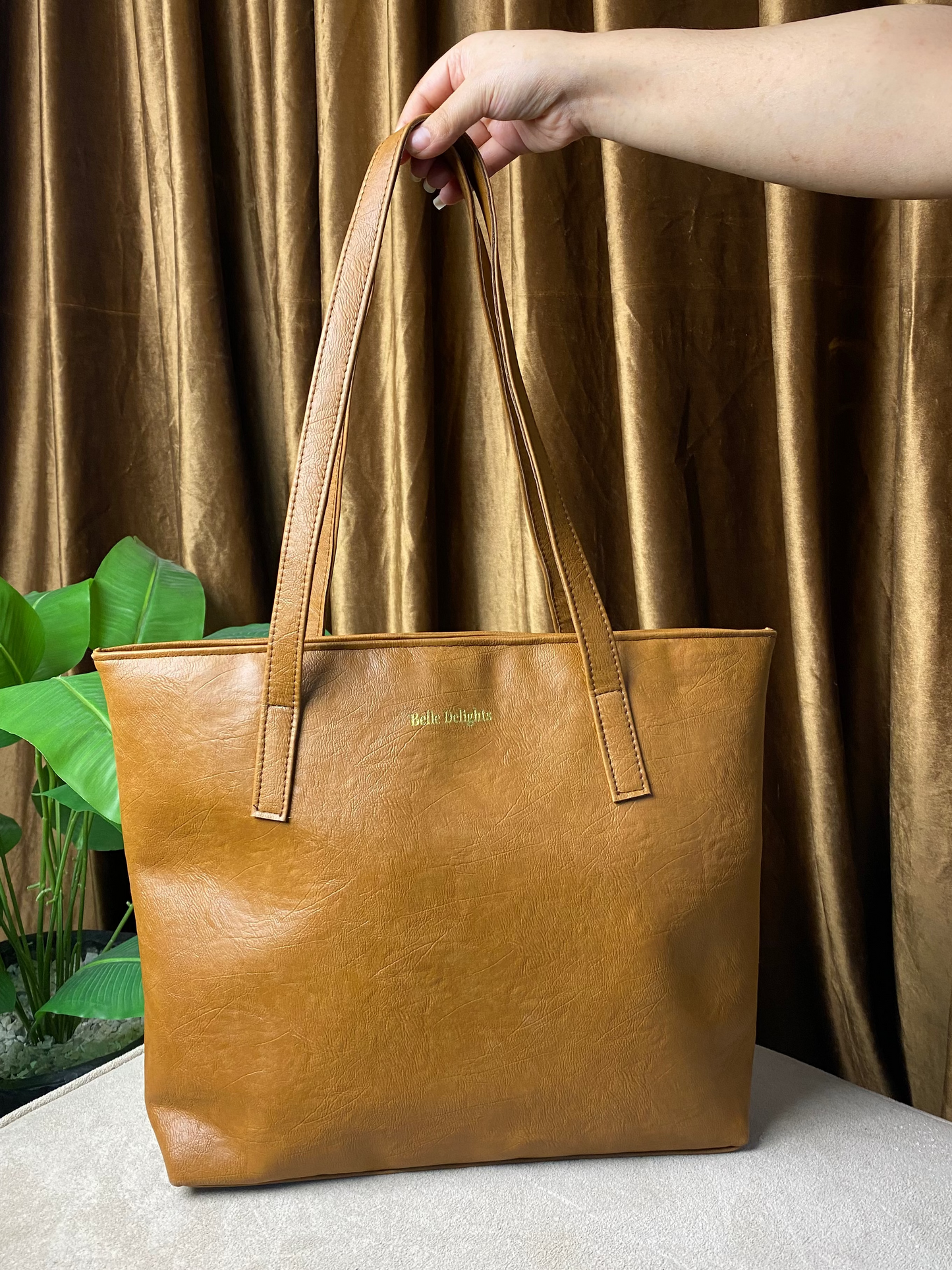 Belle Delights Carry-All Tote Bag (tan brown)