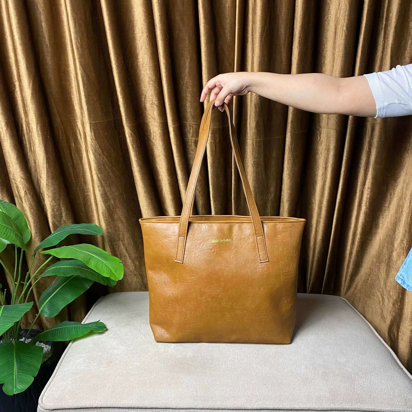 Belle Delights Carry-All Tote Bag (tan brown)