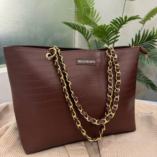 Brown New Wave Tote Bag