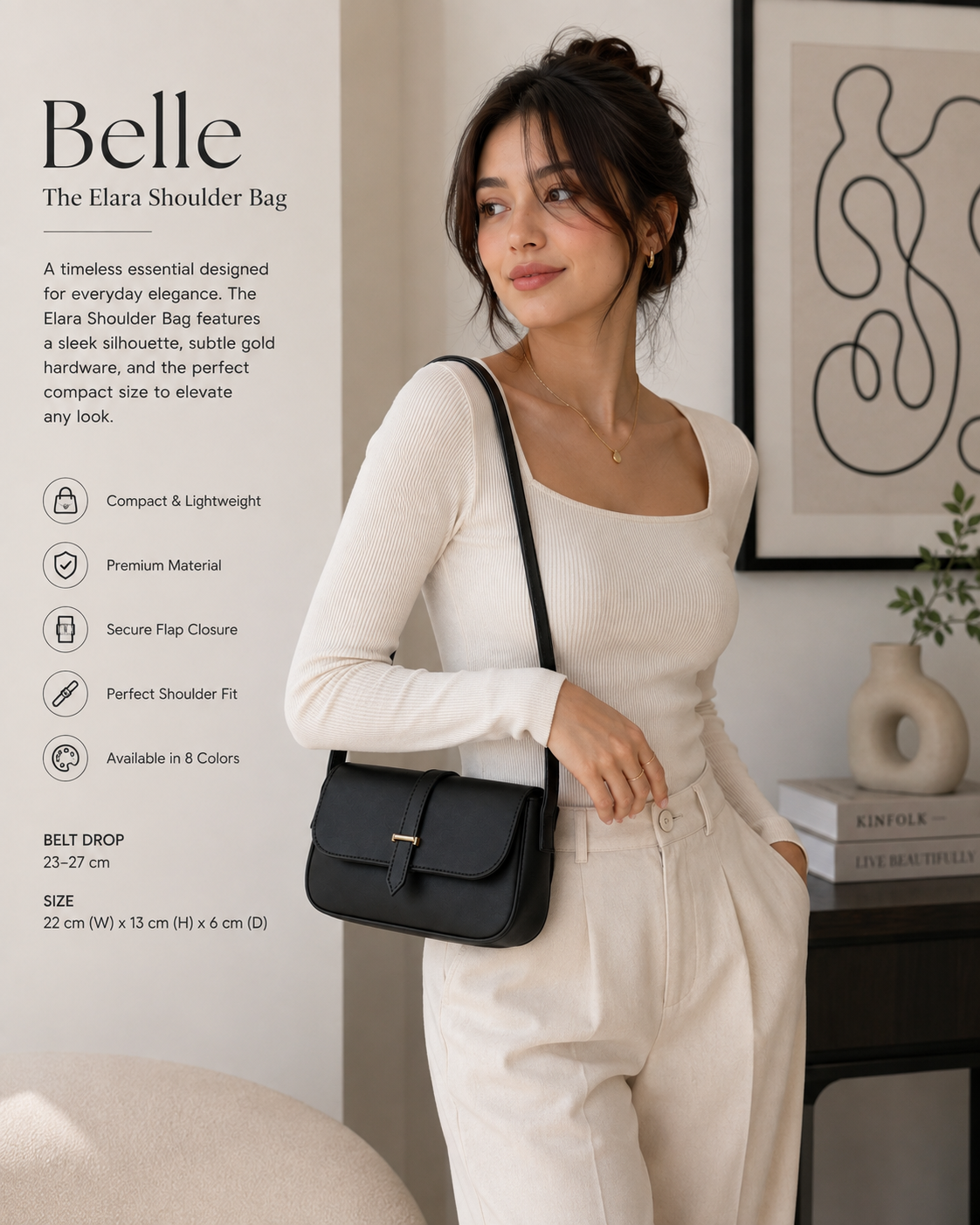 Black Belle The Elara Shoulder Bag