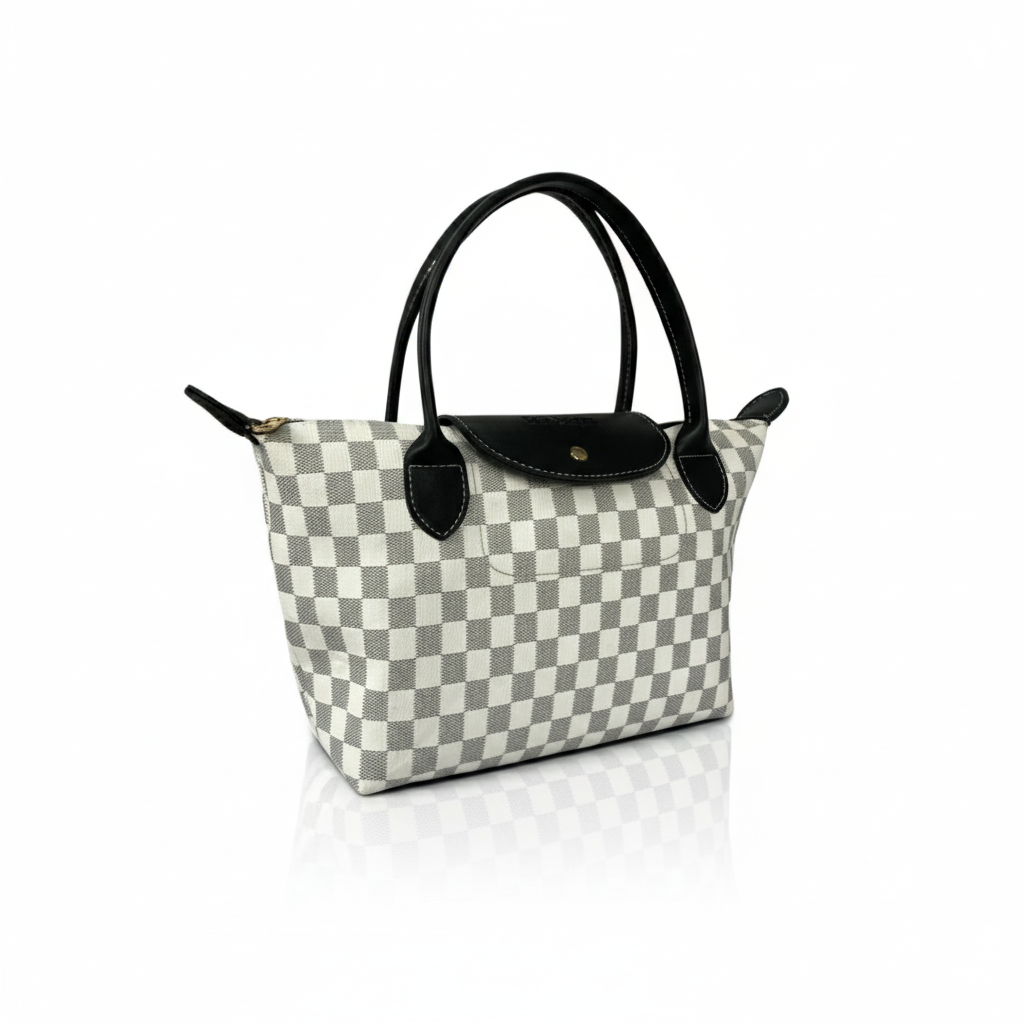 White Checkered Belle LongChamp