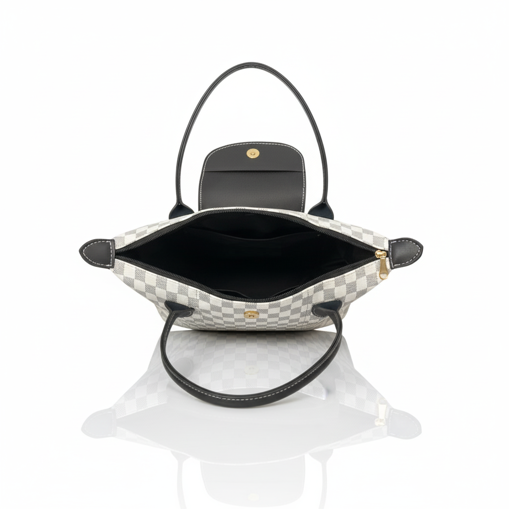 White Checkered Belle LongChamp