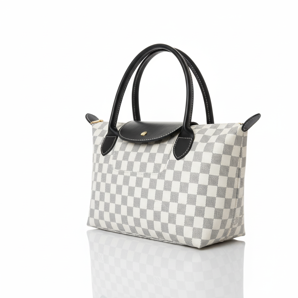 White Checkered Belle LongChamp