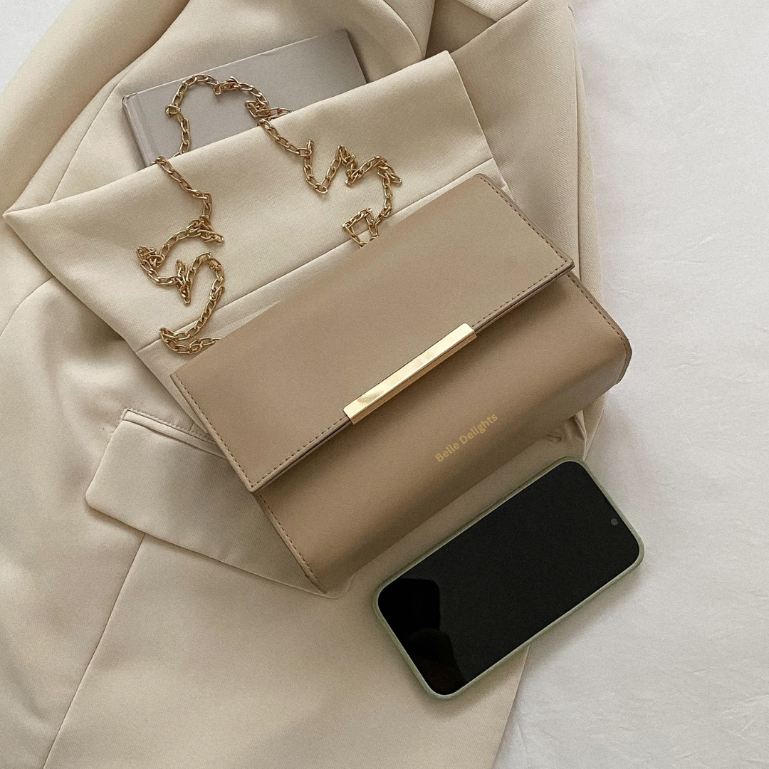 Beige Flap Crossbody