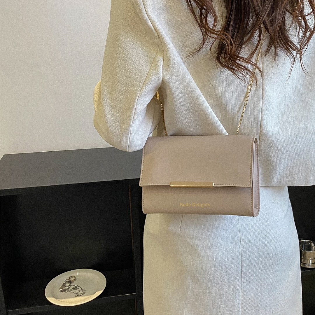 Beige Flap Crossbody