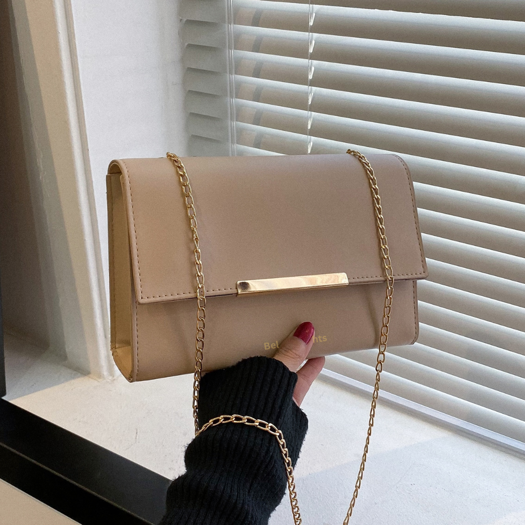 Beige Flap Crossbody