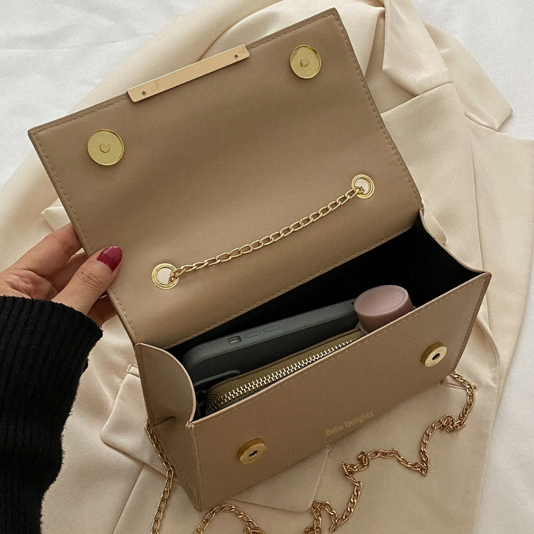 Beige Flap Crossbody