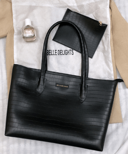 Black Belle Croc Tote Bag