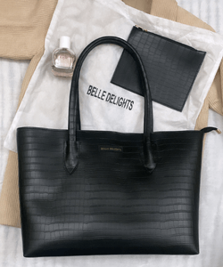 Black Belle Croc Tote Bag