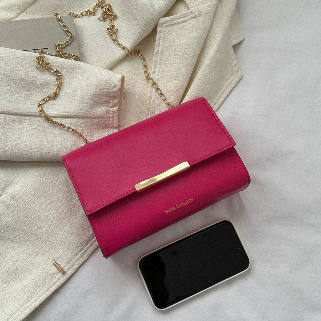 Neon Pink Flap Crossbody