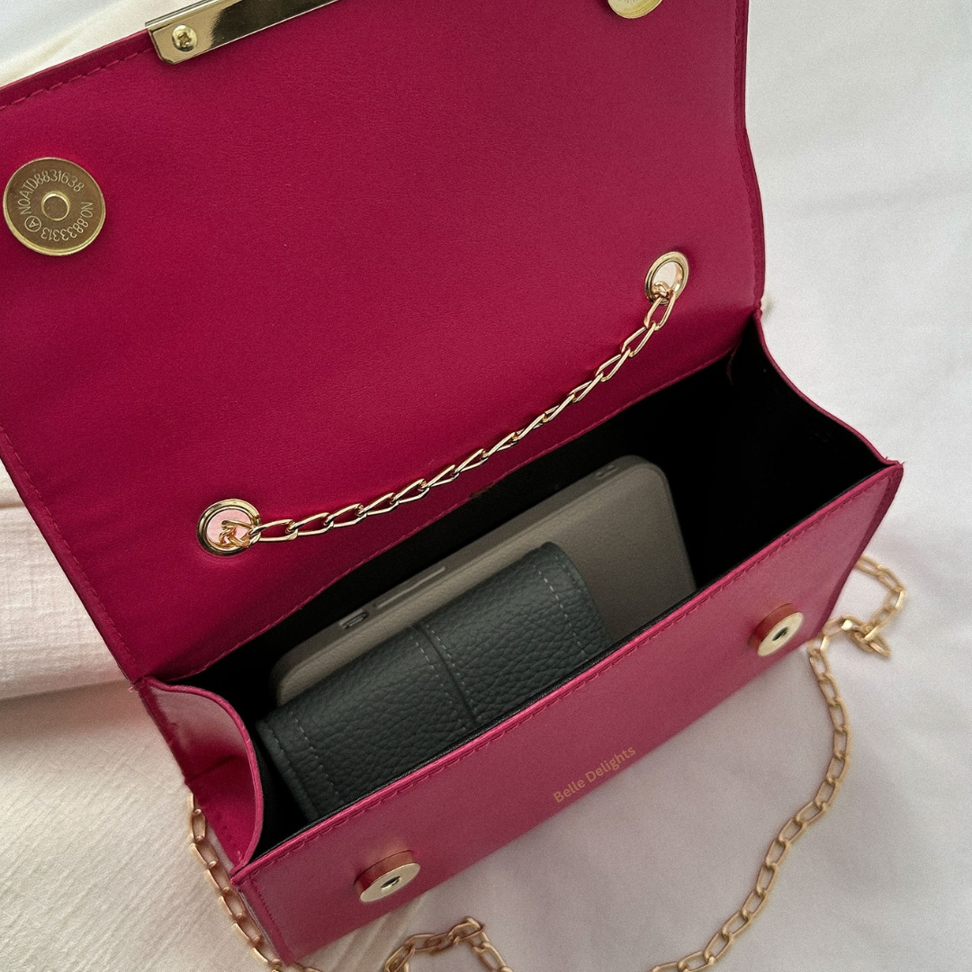 Neon Pink Flap Crossbody
