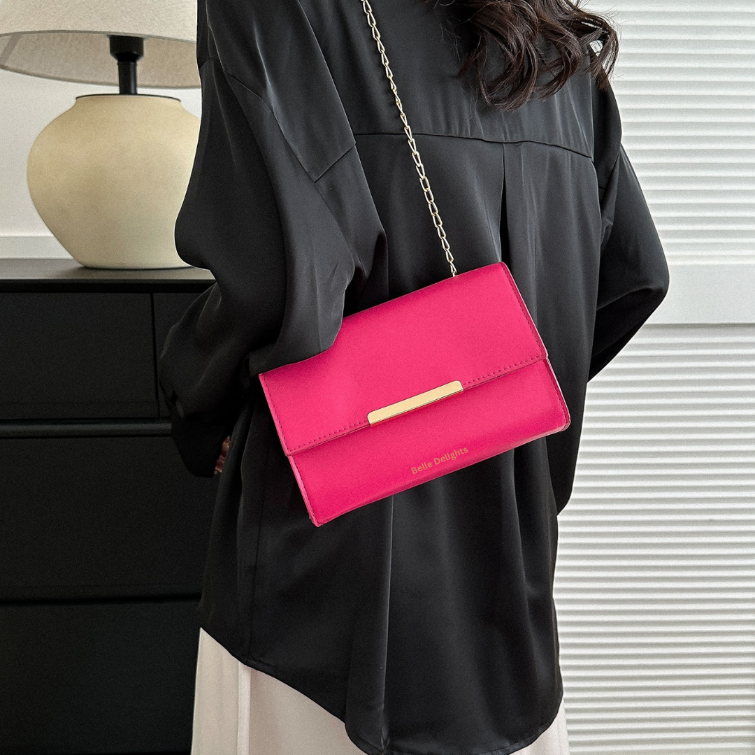 Neon Pink Flap Crossbody